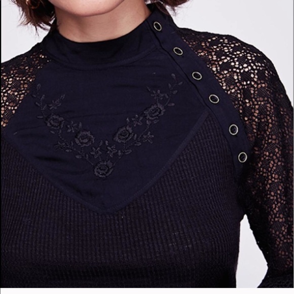 Free People Sweetest Thing Black Thermal - Picture 3 of 13